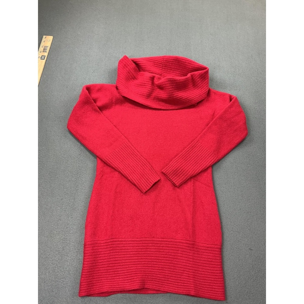 Athleta Sweater Womens XS‎ Red 100% Cashmere Cowl Neck Tunic Long Sleeve Knit